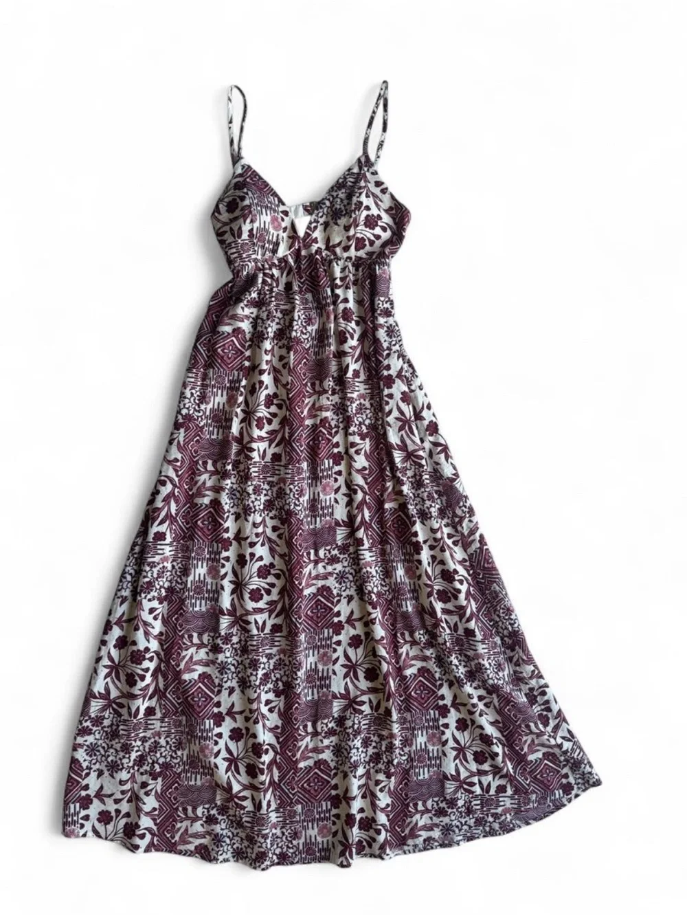 Abercrombie & Fitch Spaghetti Strap Floral Maxi Dress in Dark Red Pattern